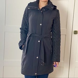 Michael Kors Gray Belted Hooded Parka Coat XXS